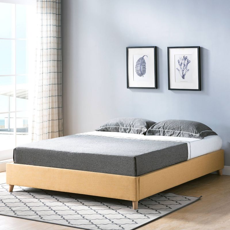 Full Hillema Upholstered Platform Bed Yellow - miBasics