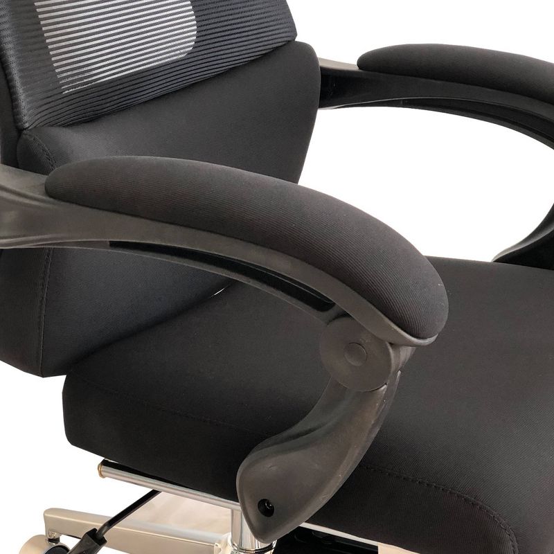 Position Lock Ergonomic Swivel Office Chair with Fabric Seat and Retractable Footrest Black - The Urban Port