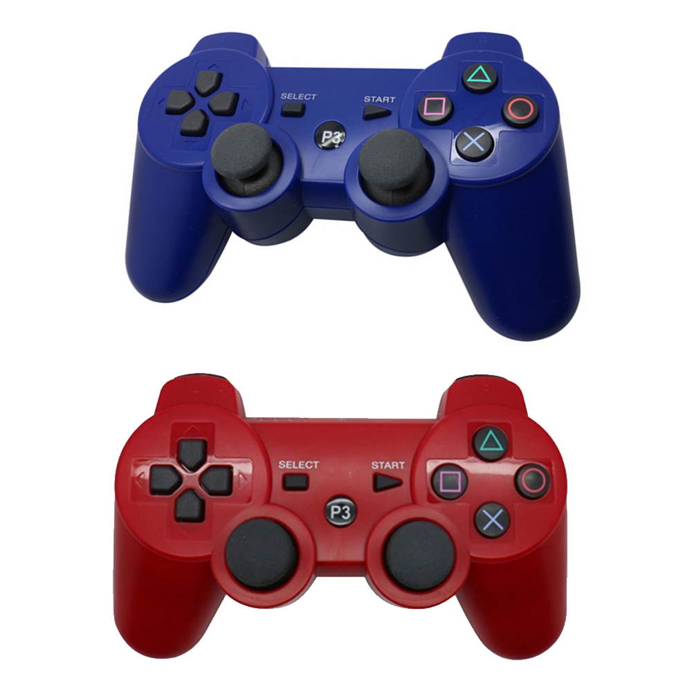 PS3 Controller Wireless Gamepad for PlayStation 3 Bluetooth Game Controller Remote Control Support PS3 with USB Cable (red + blue)