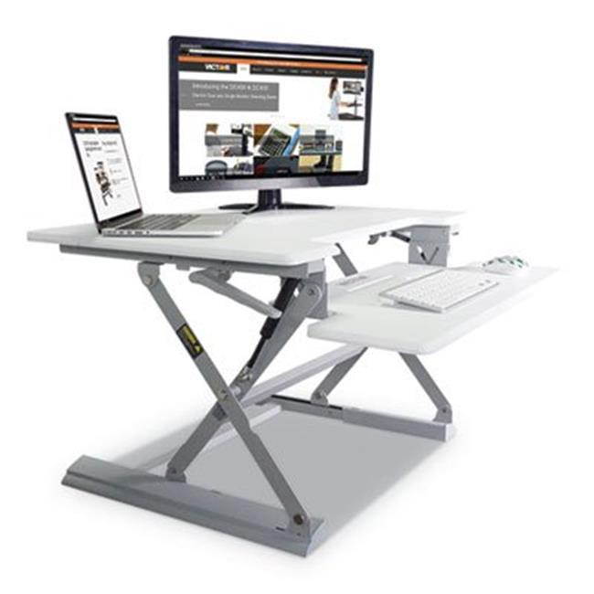 Victor High Rise Height Adjustable Standing Desk with Keyboard Tray (31", White)