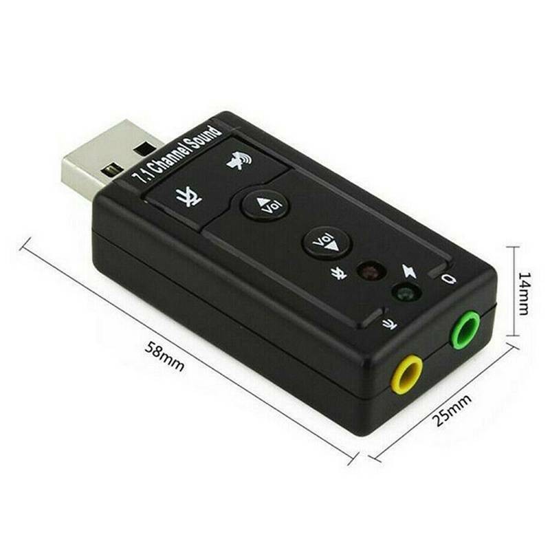 7.1 channel USB External Virtual Stereo Sound Card Adapter Converter for Windows, Plug and play No drivers Needed