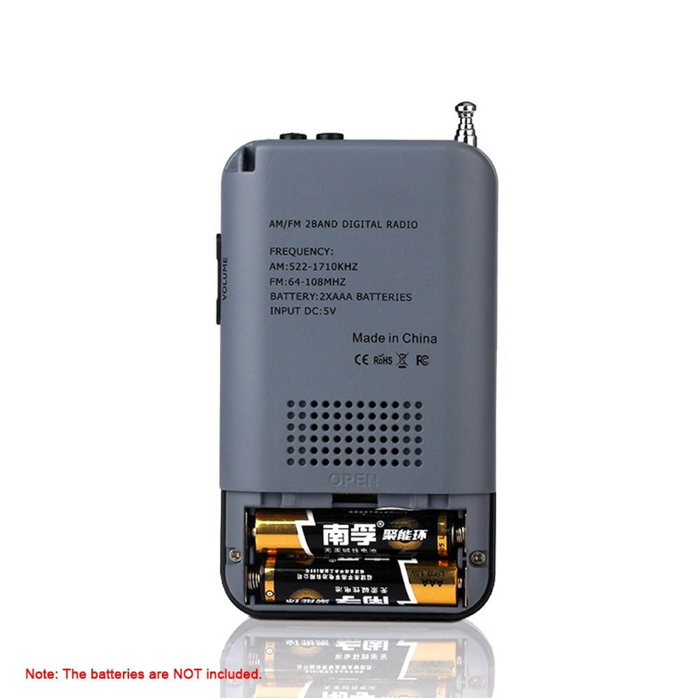 HRD-104 Portable AM/ FM Stereo Radio Pocket 2-Band Digital Tuning Radio Mini Receiver Outdoor Radio w/