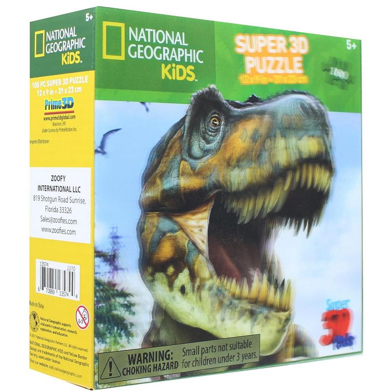 The Zoofy Group LLC National Geographic Kids Tyrannosaurus Rex 100 Piece Super 3D Kids Jigsaw Puzzle