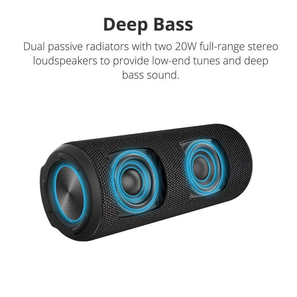 Waterproof Bluetooth Speakers, Tronsmart T6 Plus 40W Outdoor Speakers Bluetooth 5.0, IPX6 Portable Wireless Speakers with Tri-Bass Effects, 15-Hour Playtime with 6600mAh Power Bank, TWS, Built-in Mic