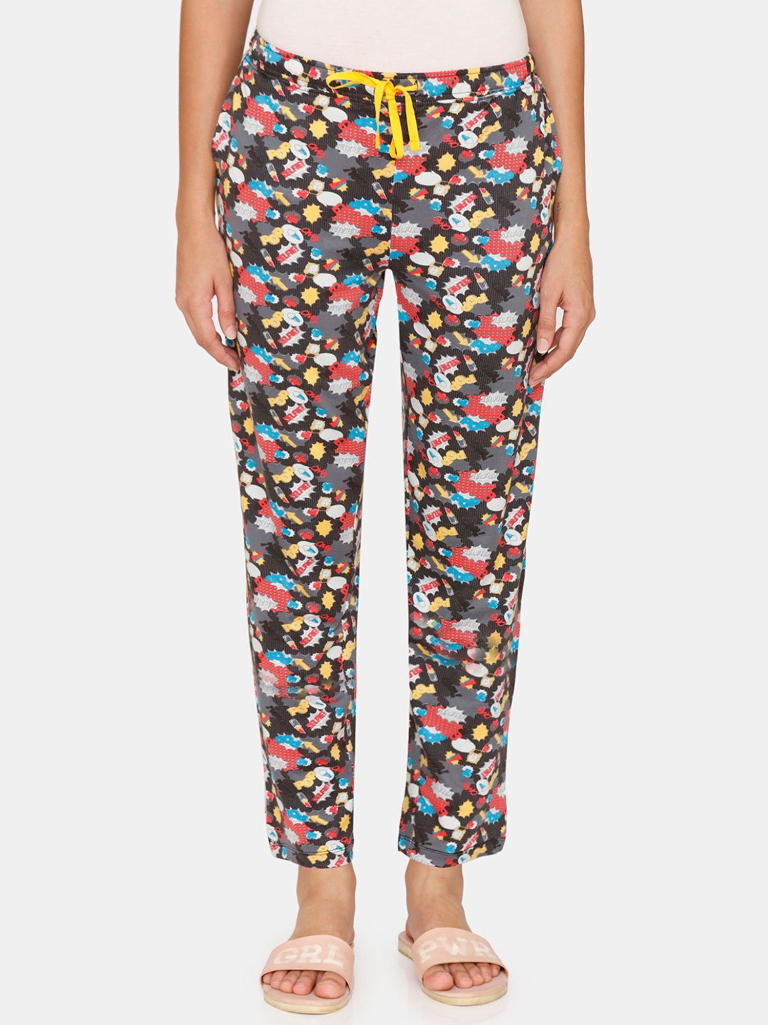 Zivame Black Printed Pyjamas