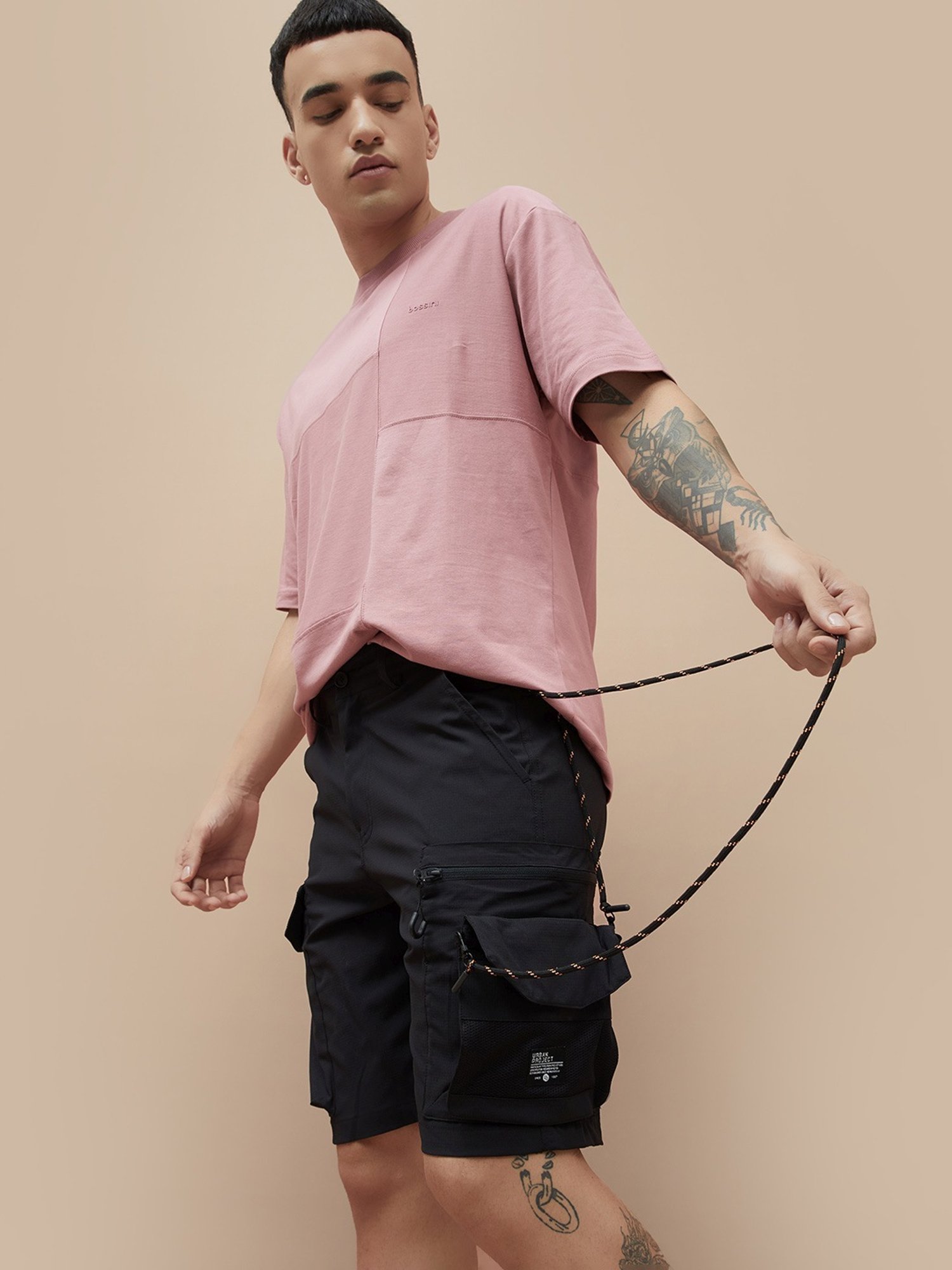 Bossini Black Regular Fit Cargo Shorts