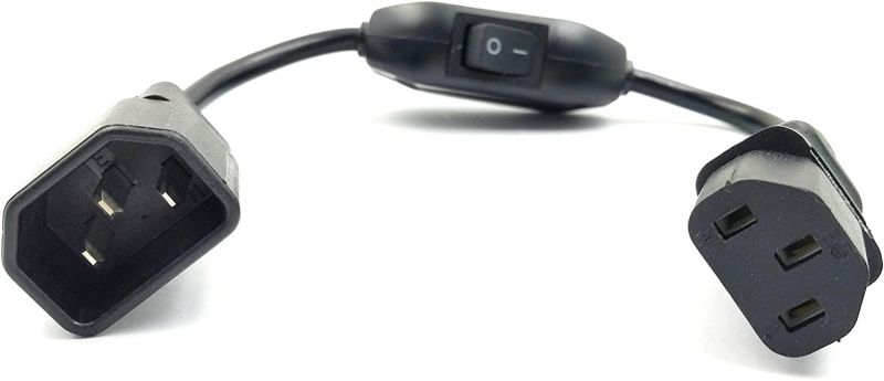 PDU UPS Power Cord Cable, IEC 320 C14 to C13 with On/Off Switch , 100-250V IEC-320-C14 to IEC-320-C13 Power Cord M-F with switch ,(1ft/30cm)