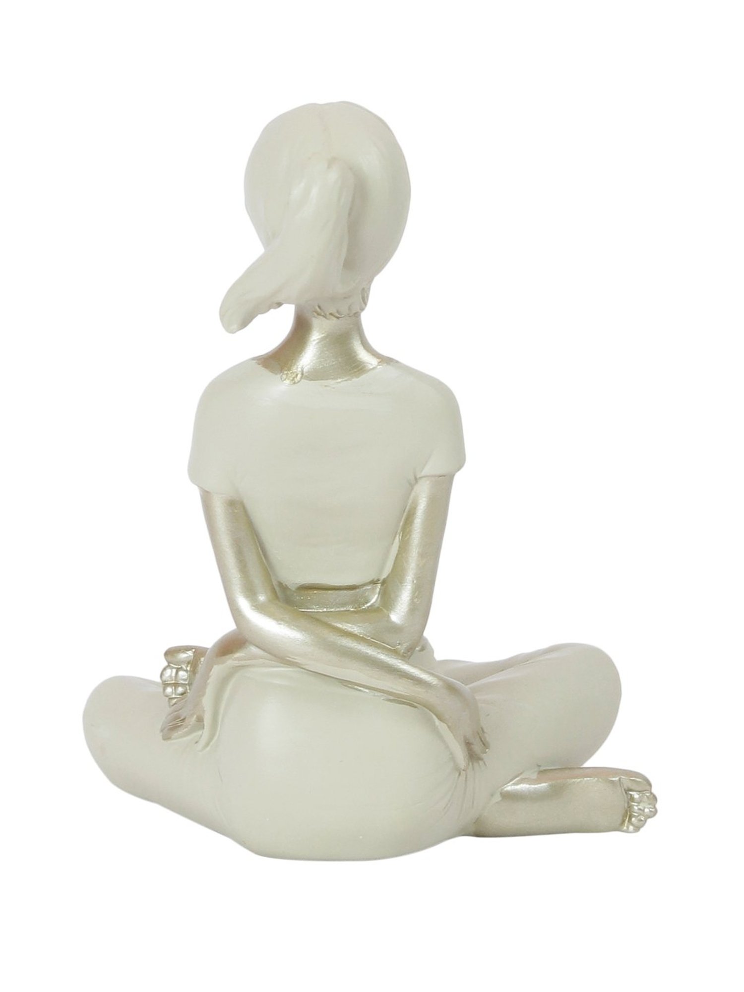 Tayhaa White Polyresin Healthy Yoga Pose Figurine Showpiece - Set of 1