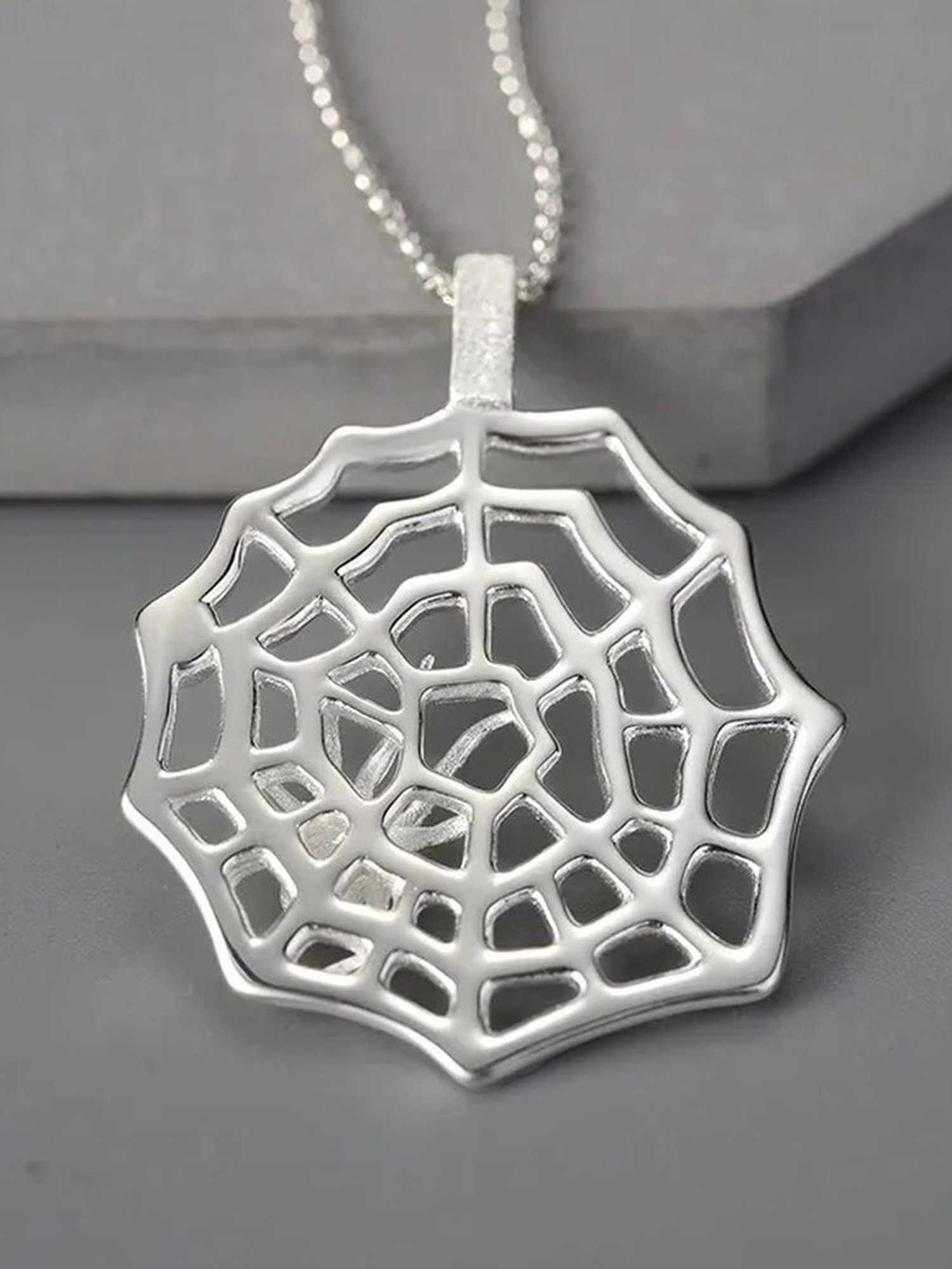 Rihi by P.C. Chandra Jewellers 92.5 Sterling Silver Spiderweb Pendant for Women & Girls