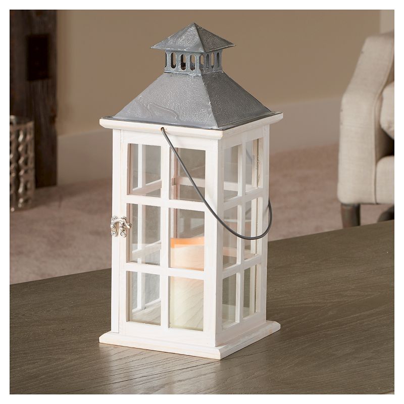 Smart Living Camden 16" LED Candle Outdoor Lantern - Antique White