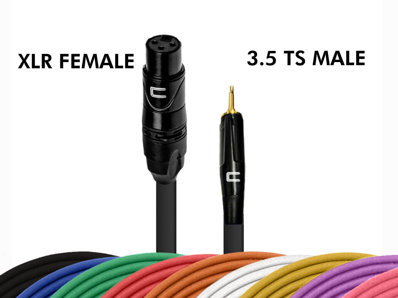 3-Pin XLR Female to 3.5 mm TS Male Unbalanced Mono Cable - Custom Length, Color