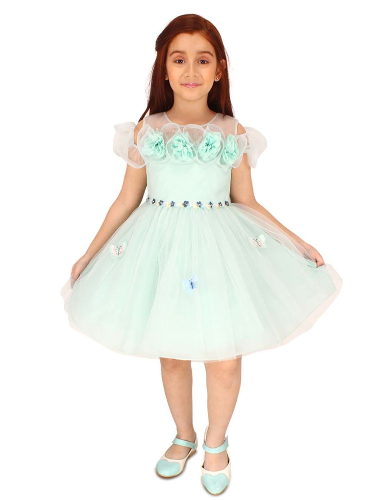 Cutecumber Kids Green Applique Dress