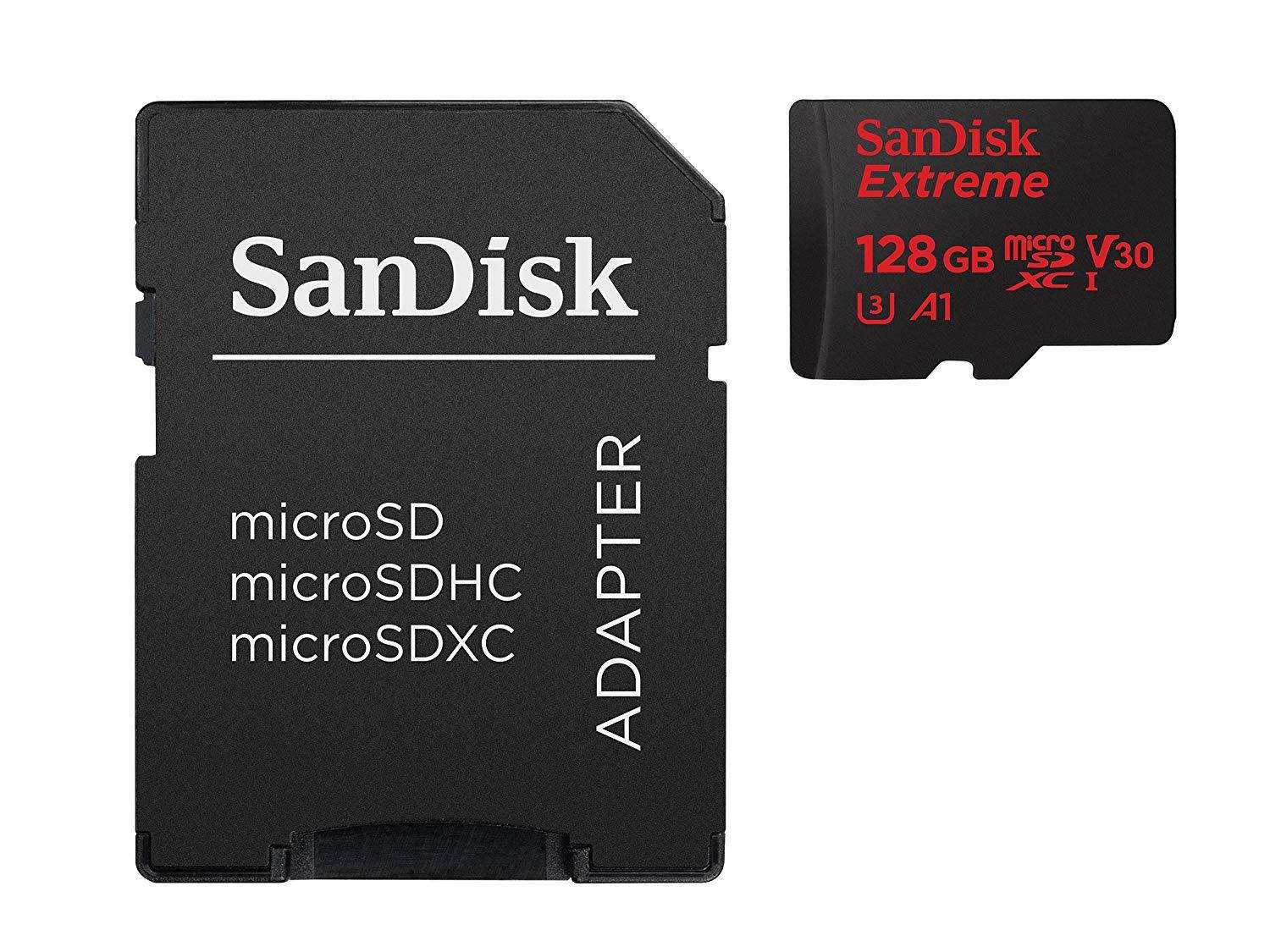 SanDisk Extreme 128GB microSDXC UHS-I U3 V30 A1 Memory Card - SDSQXAF-128G-GN6AA