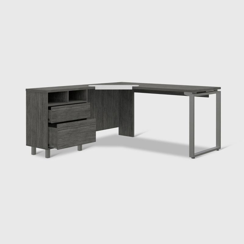 Emery L Shaped Desk with Drawers Gray Oak - RST Brands