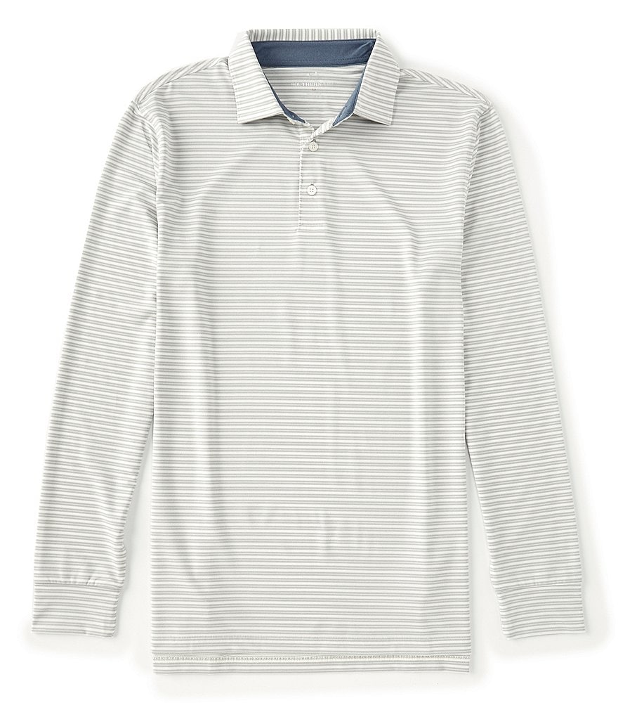 Southern Tide Driver Heather Stripe Performance Stretch Long-Sleeve Polo Shirt