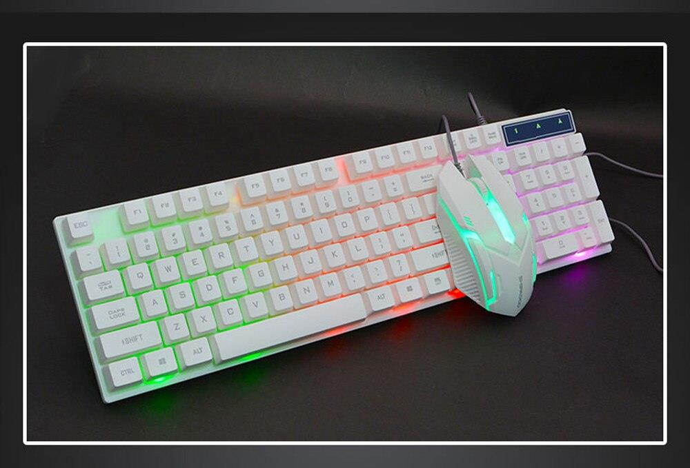 2018 HOT Backlit keyboard LED Rainbow Color Backlight Adjustable Gaming Game USB Wired Keyboard Mouse Set teclado mecanico