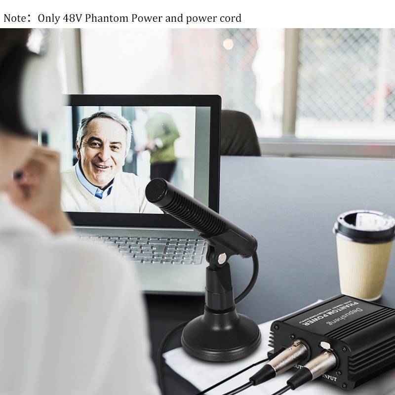 Depusheng USB 1- Channel 48V Phantom Power Supply w/ Adapter XLR Audio Cable for Condenser Micro Microphone Music Equipment