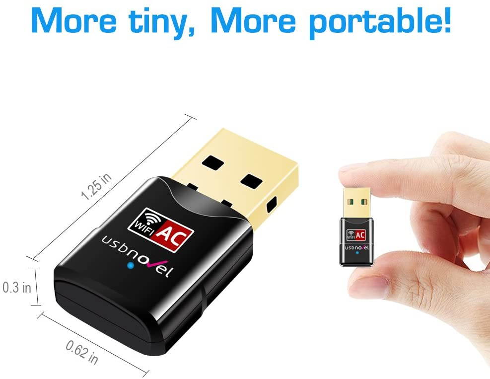 USB WiFi Adapter for PC - Dual Band 2.4G/5G Mini Wi-Fi 802.11 AC Wireless Network Adapter with High Gain Antenna WiFi USB for Desktop Laptop Windows10/8.1/8/7/XP, Mac OS 10.6-10.15,600Mbps