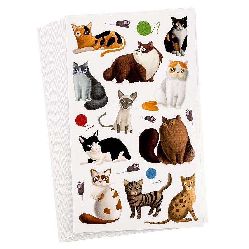 Blue Panda 684-Count 36-Sheet Cat Reward Sticker Sheets for Kids, Cat Party Favors, 8.5 x 5 in
