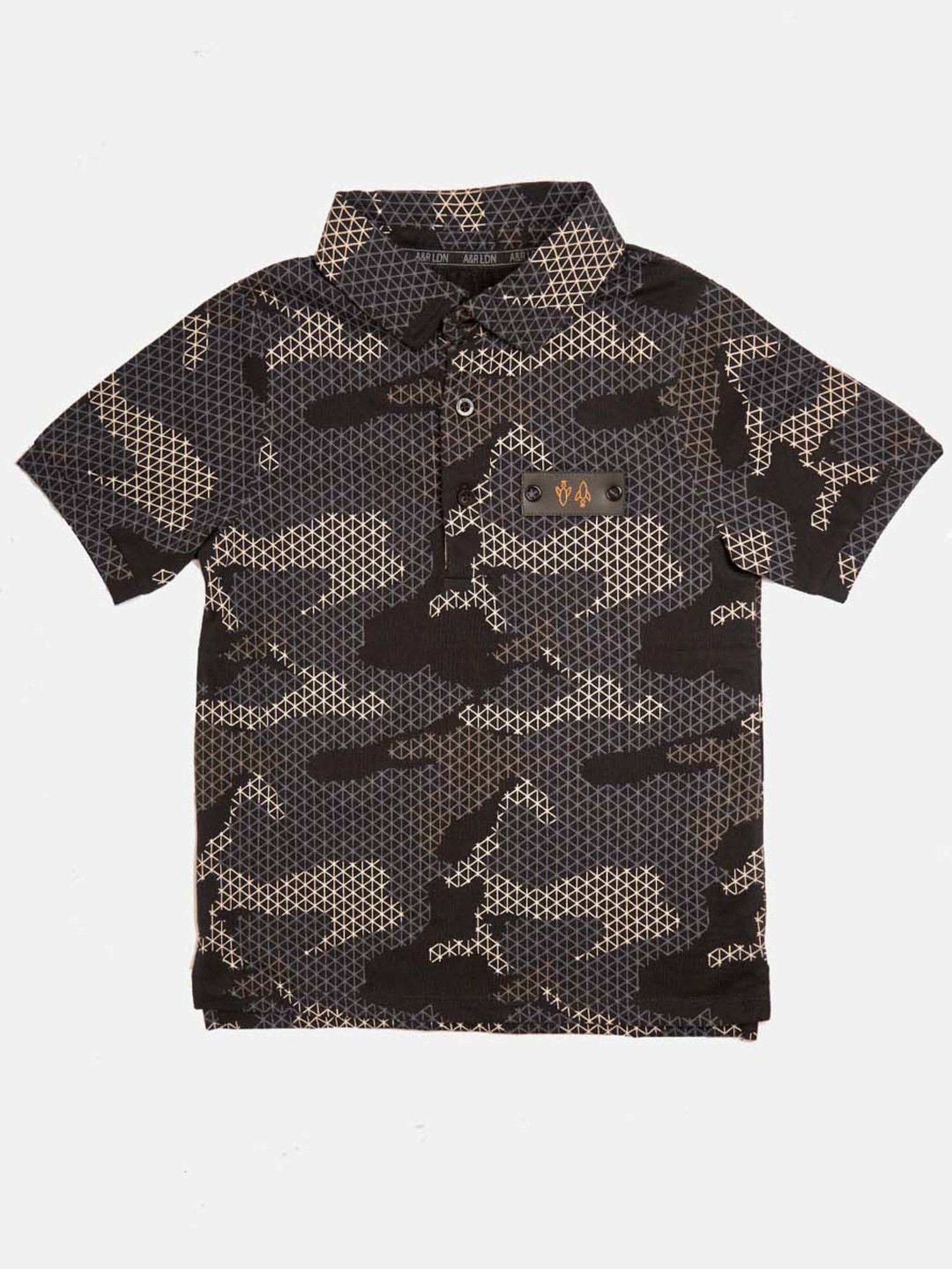 Angel & Rocket Kids Black Cotton Printed Polo T-Shirt