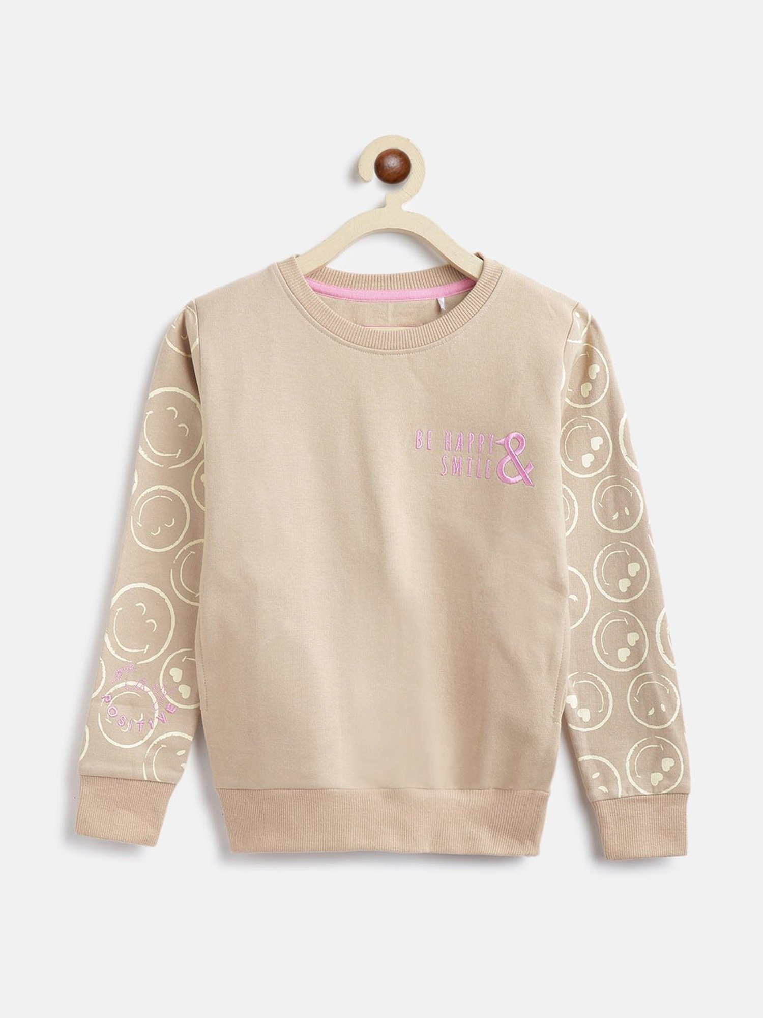 Tales & Stories Kids Beige Printed Full Sleeves Sweatshirt