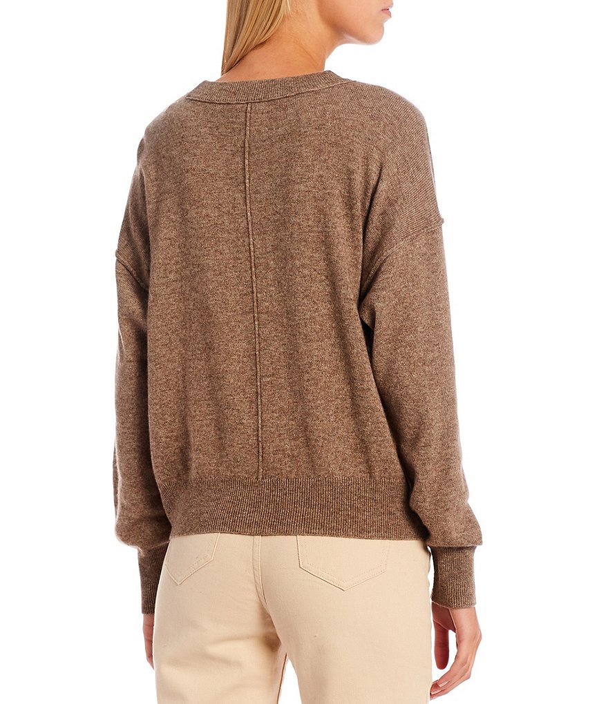 Every Long Drop Shoulder Sleeve Banded Crew Neck Sweater
