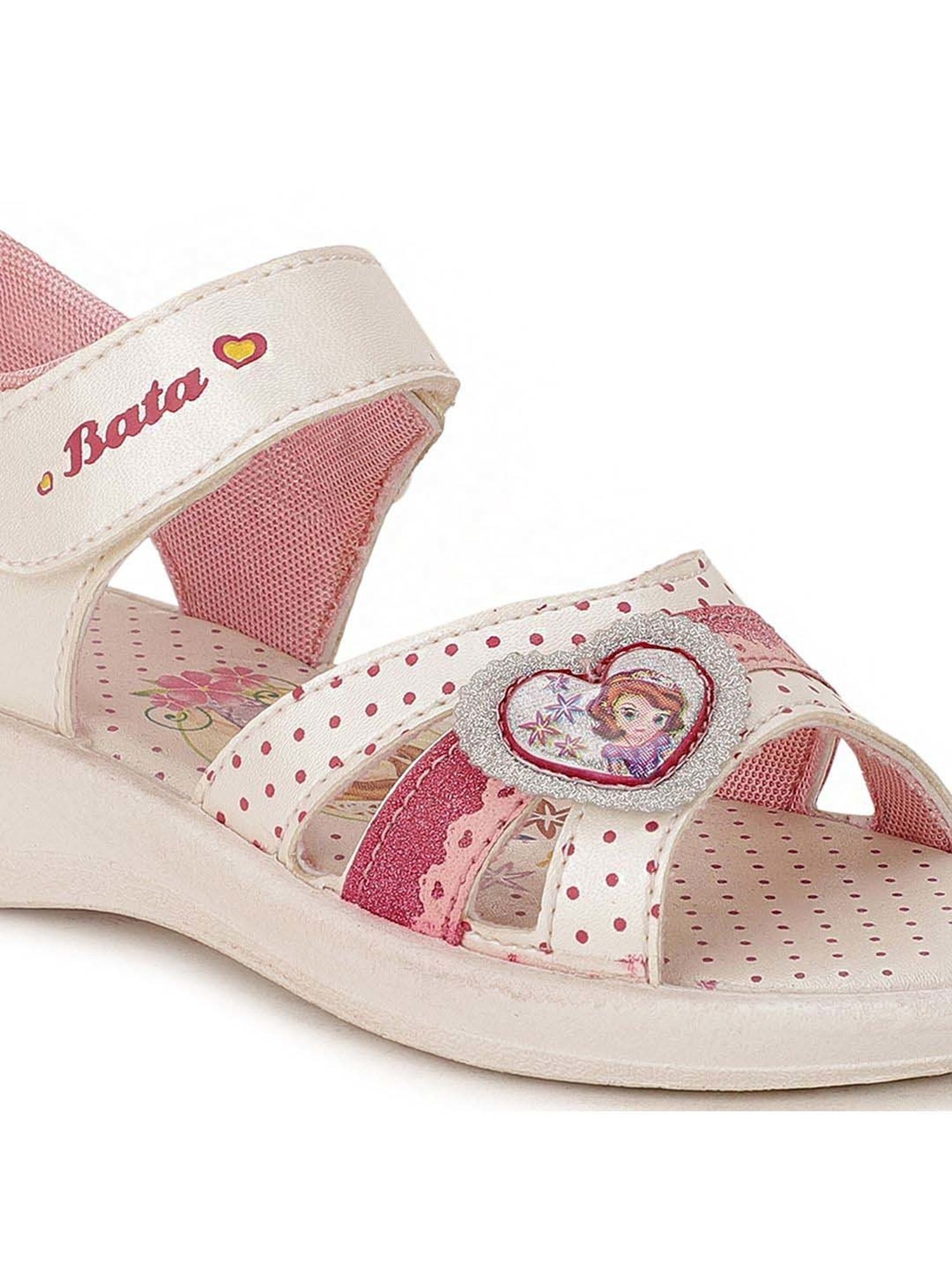 Bubblegummers by Bata Kids White & Red Ankle Strap Sandals