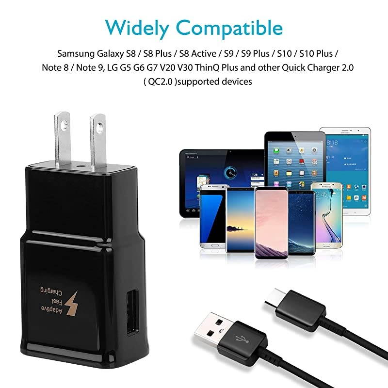 C Wall Charger, Adaptive Fast Charger with USB C Cable?6.6 ft? Compatible with Samsung Galaxy S10/S10+/S10e/S9/S9+/S8/S8Plus/S21/S21 Ultra/S20/S20+//Note 8/9/10/20/Edge/Active (2 Pack)