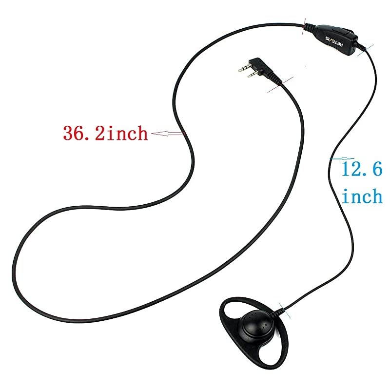 Walkie Talkies Headset 2 Pin D Shape Radio Earpiece with Mic for Baofeng UV5R  RT15 RT22 RT28 RT46 Kenwood TwoWay Radios 5 Pack
