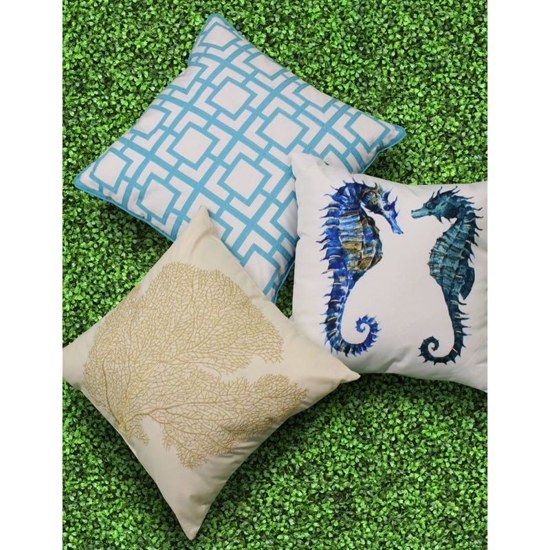 2pk Printed Seahorse Patio Throw Pillow - Edie@Home