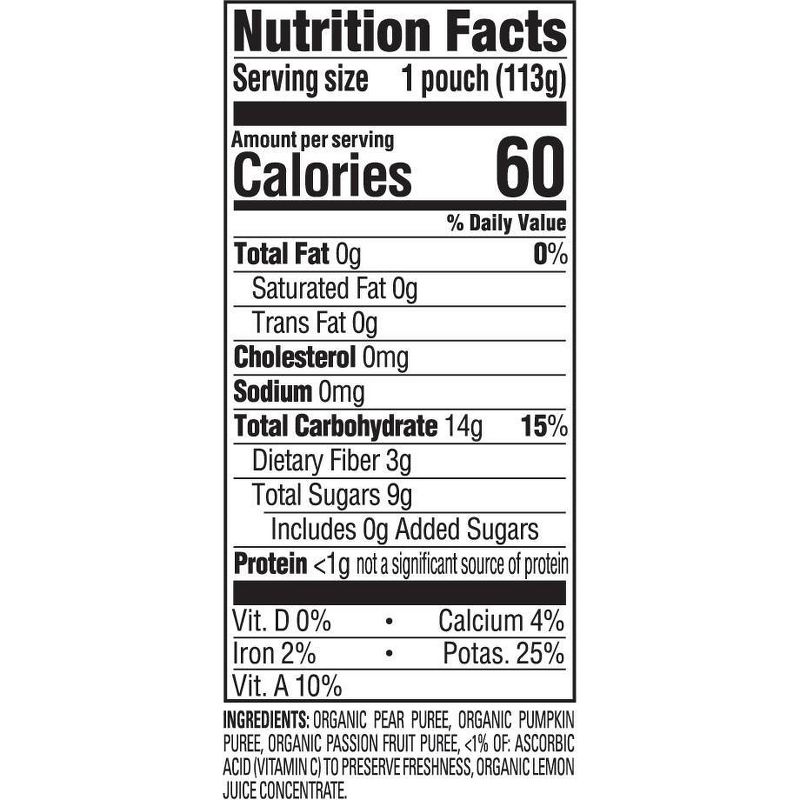 HappyBaby Clearly Crafted Pears Pumpkin & Passion Fruit Baby Food Pouch - 4oz