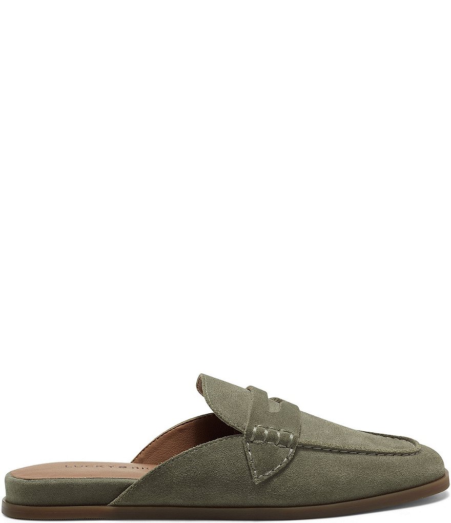 Lucky Brand Patsie Suede Penny Wedge Mules