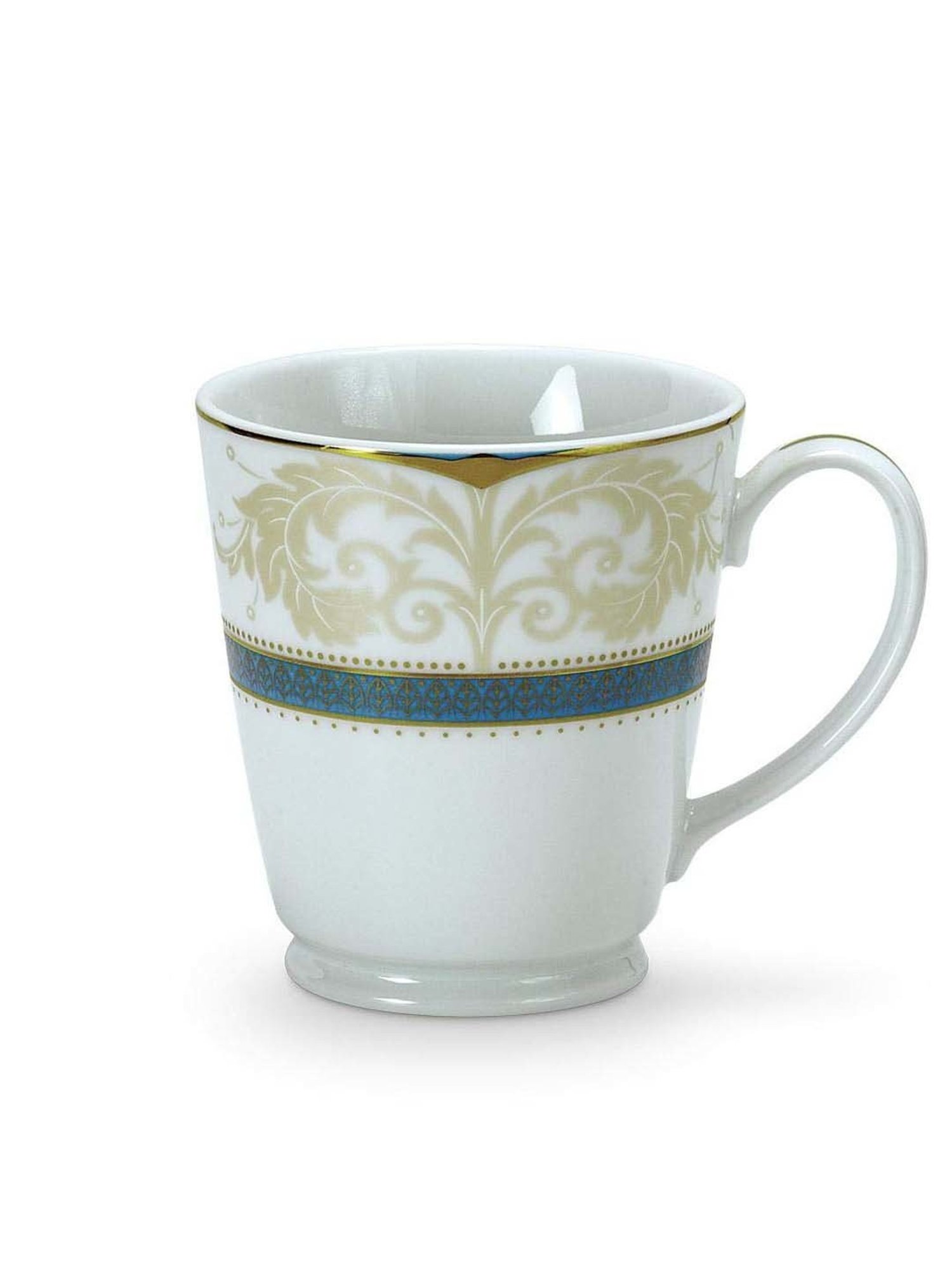Noritake Royal Fountain White & Green Poreclain Milk Mug (0.37 L) - Set of 1