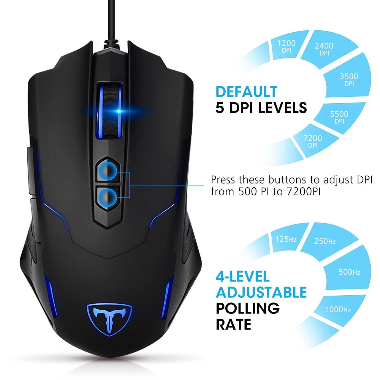 Updated Gaming Mouse with 7 Programmable Buttons, Chroma RGB Backlight Gaming mice, 6400 Adjustable DPI, Ergonomic USB Computer Mouse, High Precision Sensor for Windows PC & Laptop Gamers