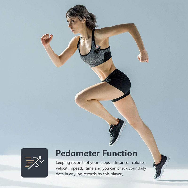 MP3 Player Clip Bluetooth FM Radio Portable Touch Screen Music Player for Running Sport Pedometer Voice Recorder Lossless Earphones w/MicroSD card slot