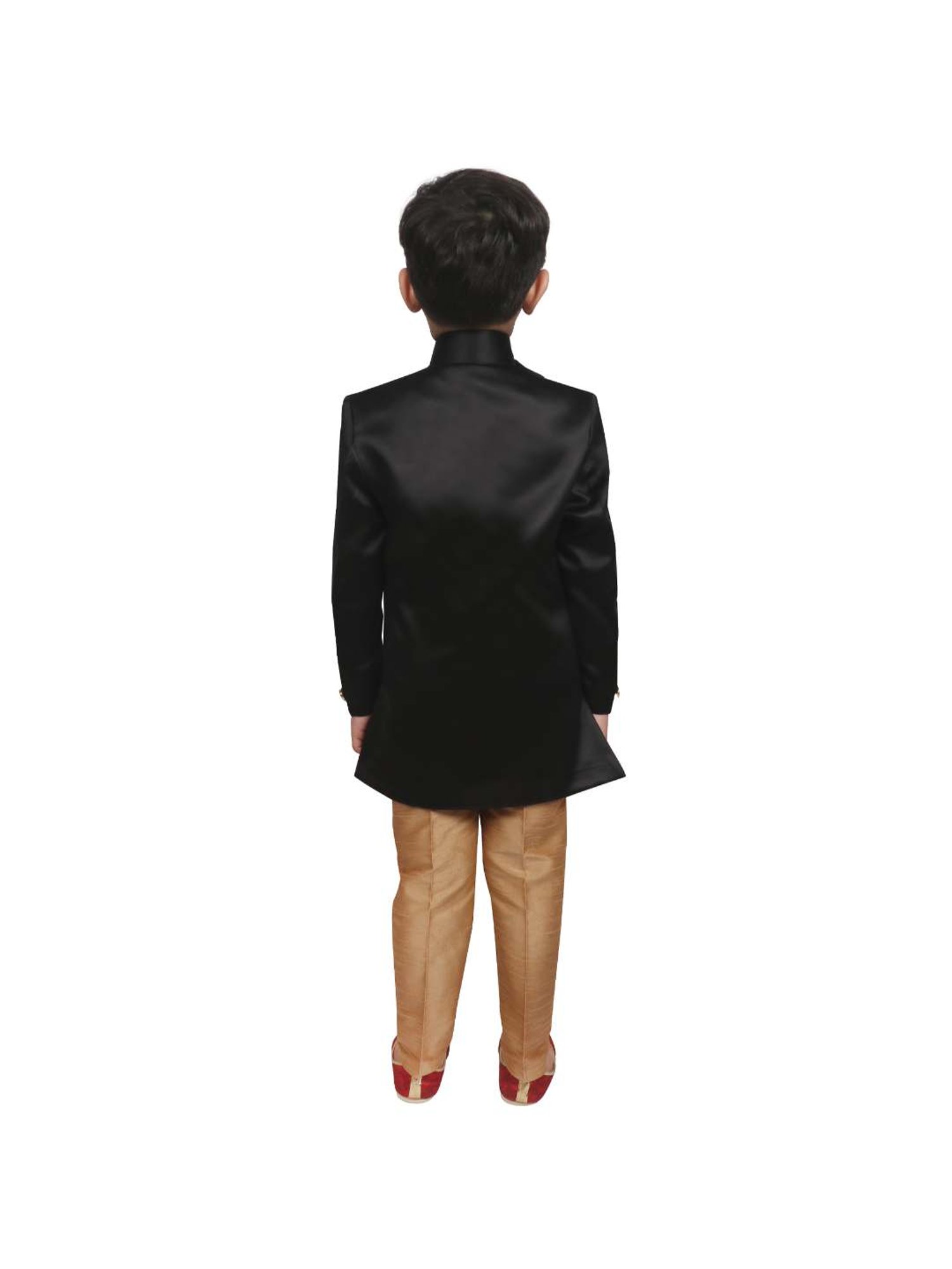 SG Yuvraj Kids Black & Brown Solid Sherwani with Pyjama