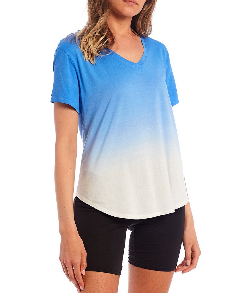 Jasmine & Ginger 2- Tone Dip Dye Printed Jersey Knit Sleep Top