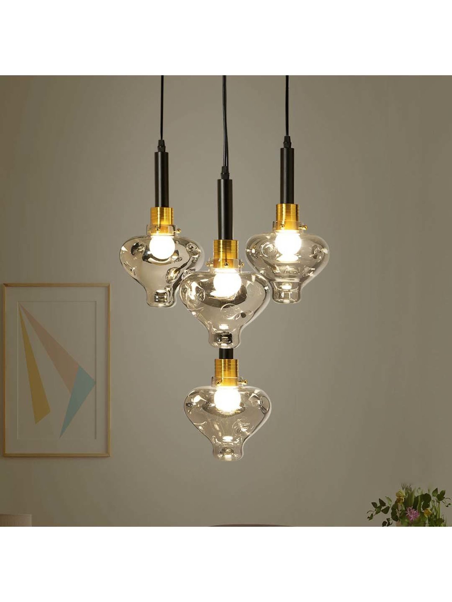 Kapoor E Illuminations Quinn Smoke & Black Glass Round Hanging Light