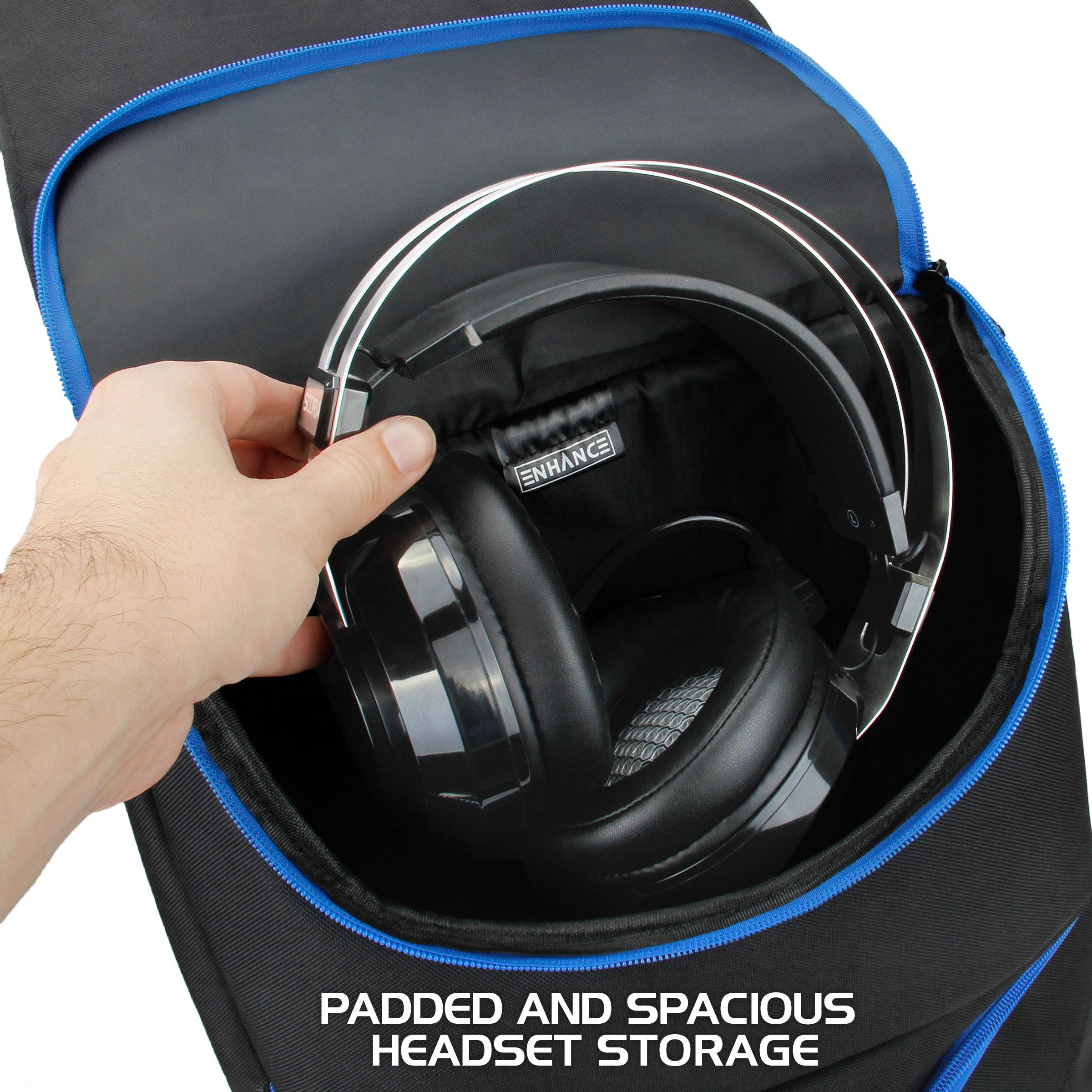 ENHANCE Universal Console Laptop Gaming Backpack for PS4 Pro , Xbox One & Computers - Gear Arsenal Storage for Controllers, Headsets, Games, Mice, Keyboards & Accessories - Essential eSports Gear