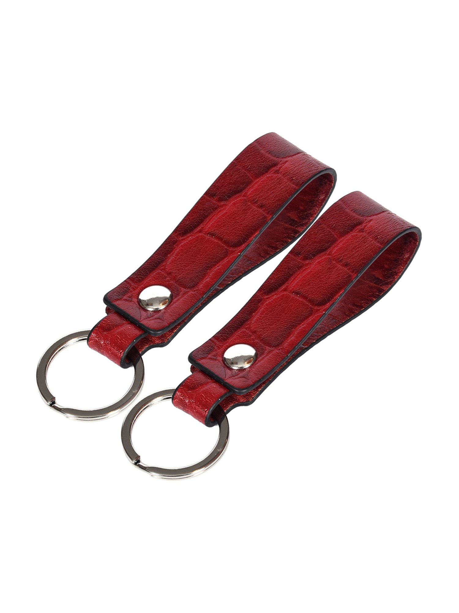SASSORA Red Leather Keychain Key Ring Holders Anniversary Gift, Birthday Gift - Pack of 2
