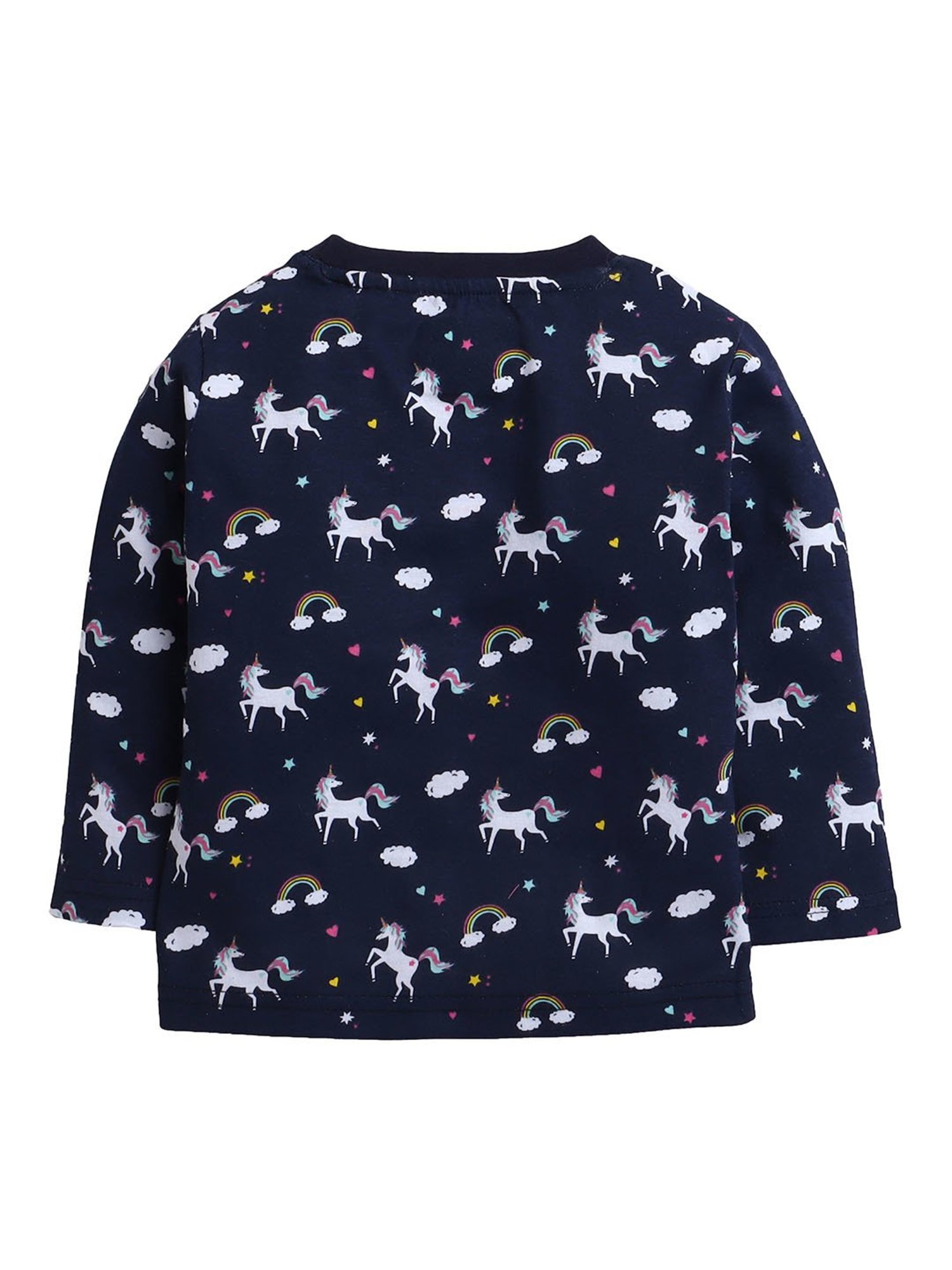 Bumzee Kids Navy Printed Full Sleeves T-Shirt with Pyjamas
