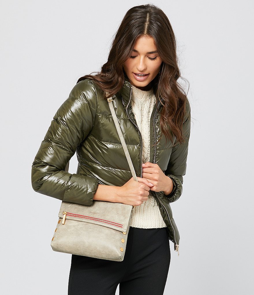 Hammitt VIP Fold Over Large Studded Leather Zip Flap Crossbody Bag