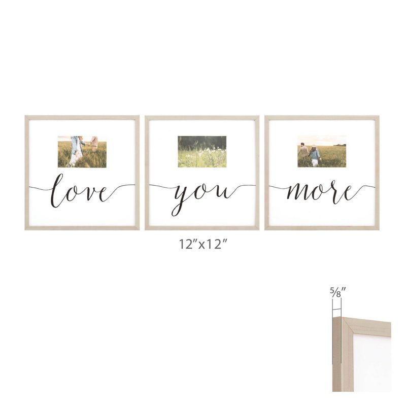 4" x 6" 3pc Love You More Picture Frame Set Rustic Gray - Gallery Solutions
