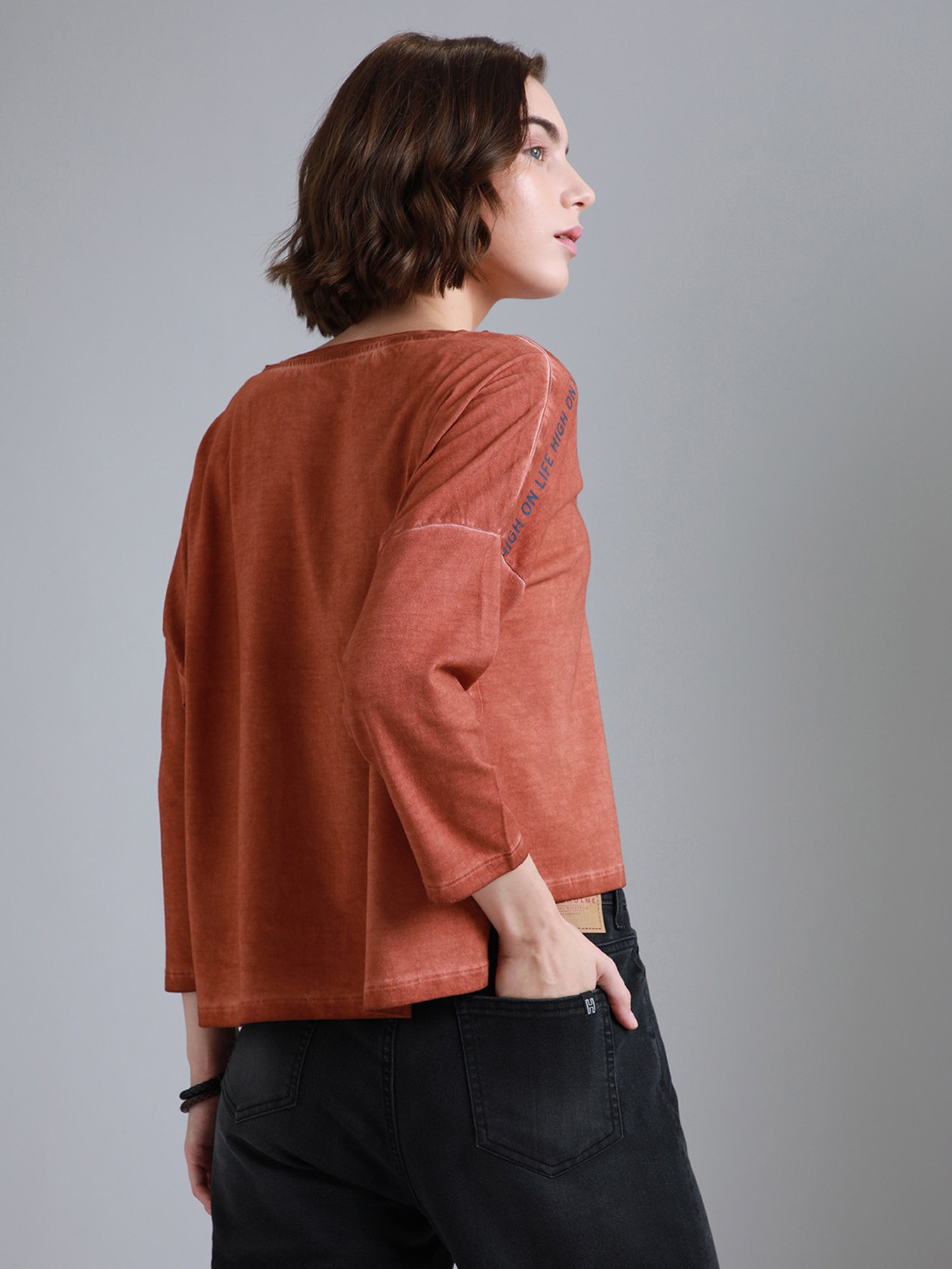 High Star Red Cotton Graphic Print T-Shirt