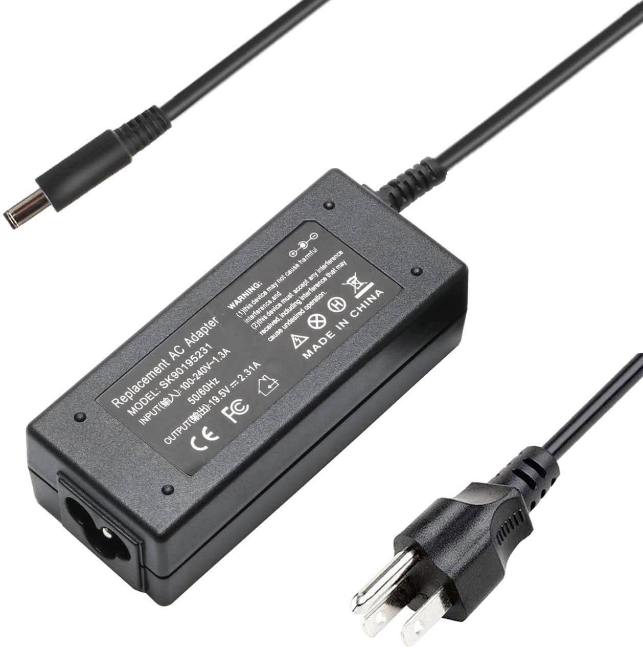 45W 19.5V 2.31A Laptop Charger Adapter for Dell Inspiron 15-5000 15-3000 13-7000 5551 5555 5558 5559 5565 5567 3551 3552 3565 3567 7347 7348 7352 7353 XPS13 9370 9360 9350 9343 L321X Power Supply Cord