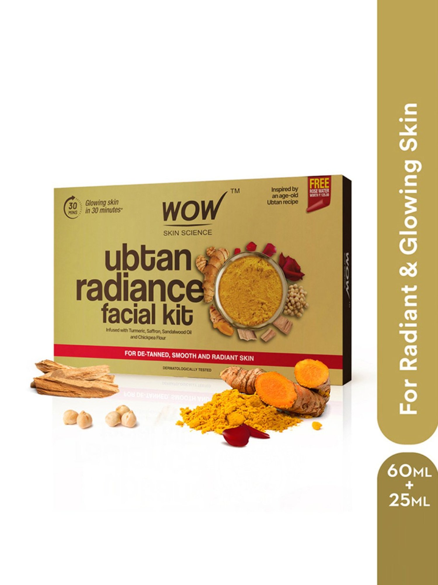 Wow Skin Science Ubtan Radiance Facial Kit with Rose Water