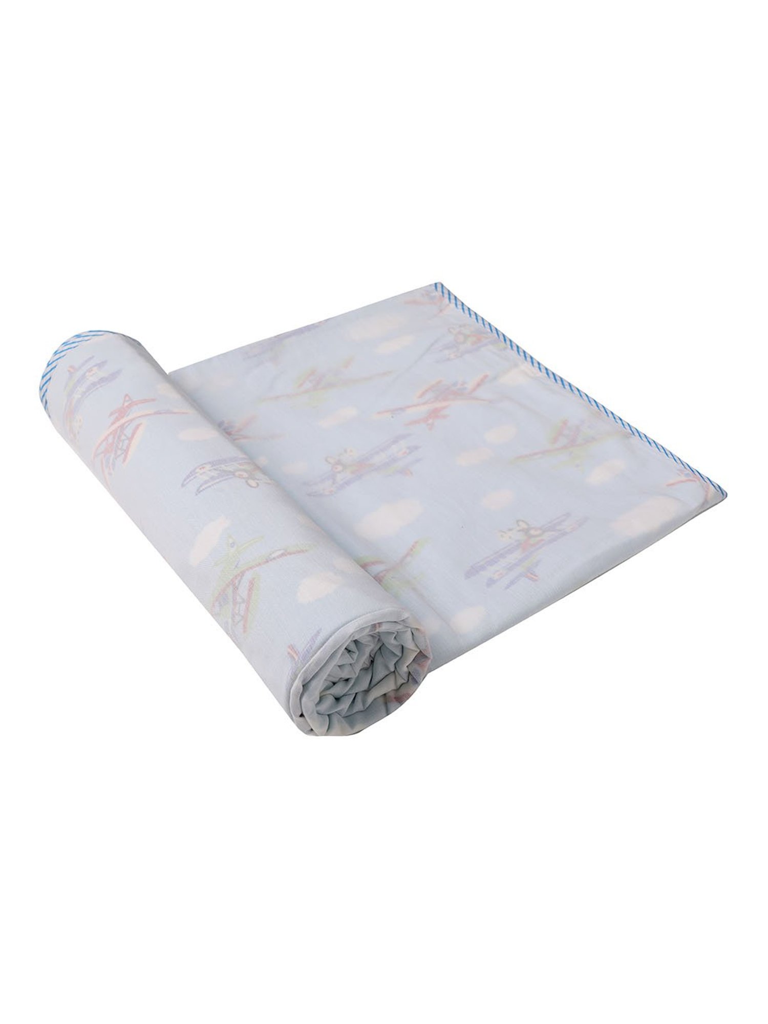 Nigh Nigh Gliders Blue Cotton 70 TC Infants Dohar - Set of 1