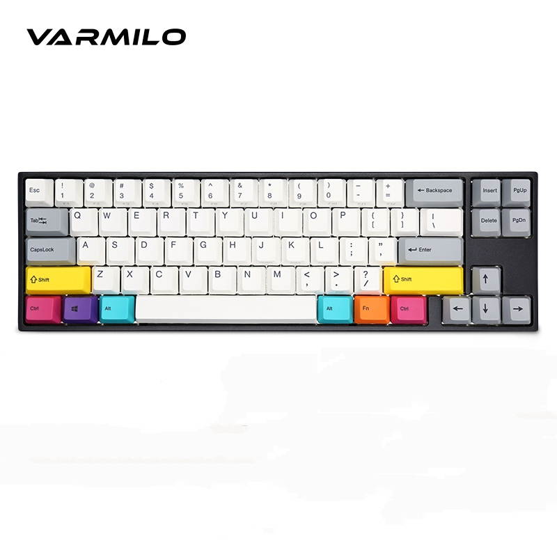 Varmilo  Ergonomic Design,Cool Exterior  68 Keys Type-C Cable Detachable Cherry  Red,  4.0Bluetooth and USB Wired Dual-mode Mechanical Keyboard,PBT Keycaps - CMYK Verison( Bluetooth Adapter Included)