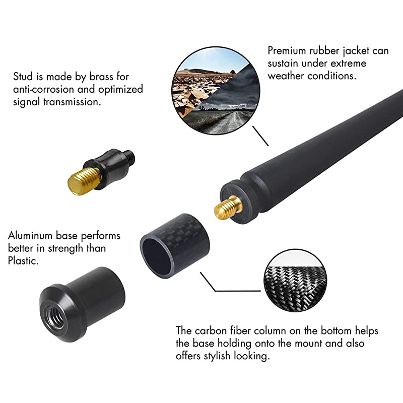 Antenna Compatible with 20072021 Jeep Wrangler JK JKU JL JLU Rubicon Sahara Gladiator 7 inches Flexible Rubber Antenna Designed for Optimized FMAM Reception