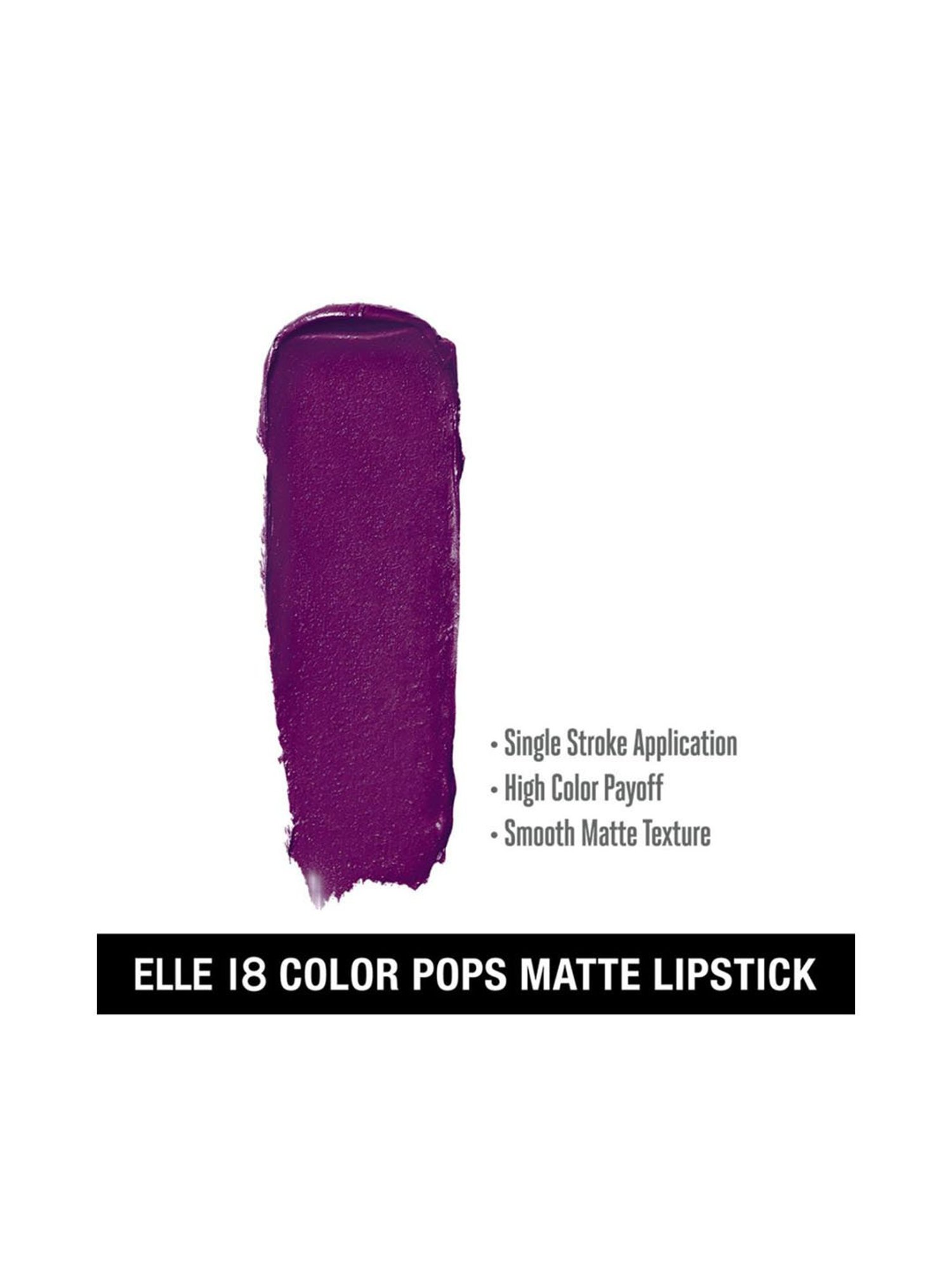 Elle 18 Color Pops Matte Lipstick W16 Soaked Grape - 4.3 gm